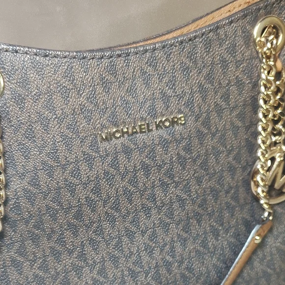 Michael Kors Dark Brown Tote with Gold Accents - Picture 4 of 12